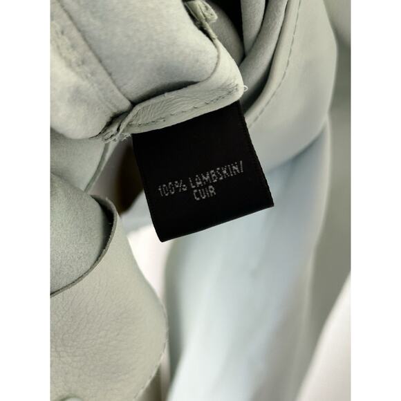 Lafayette 148 Lamb Skin Leather Lightweight Unlined Shirt Size Medium Green Blue - Picture 4 of 14